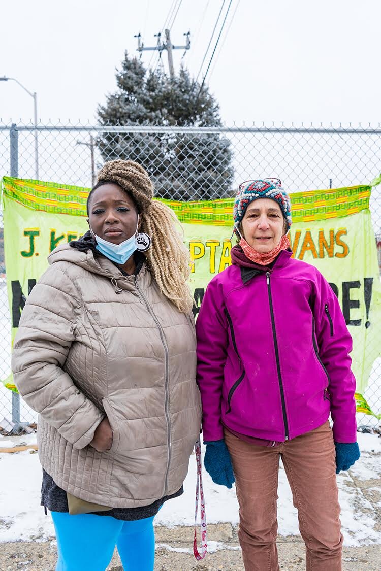 From left: NAGP member Nikki Bagby and NAGP Director Lynn Robinson stand outside of the Midvale Bus Facility, where SEPTA’s natural gas plant will operate.
