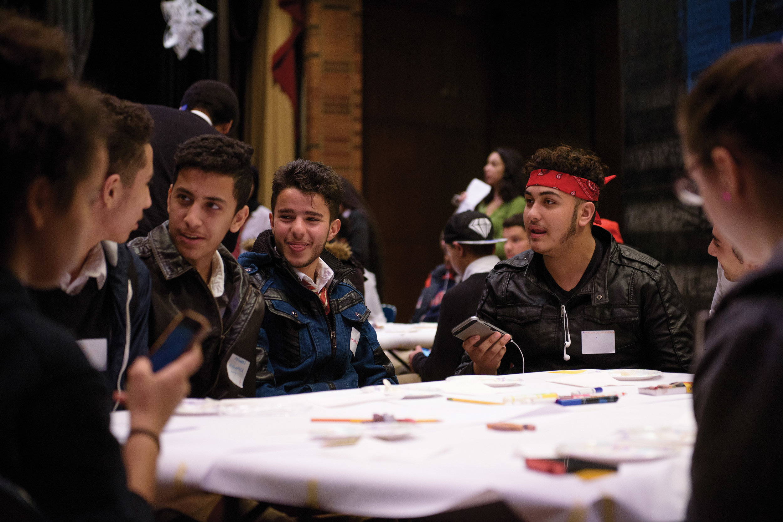   Students participate at a community workshop celebrating and exploring food from many cultures at Northeast High School  