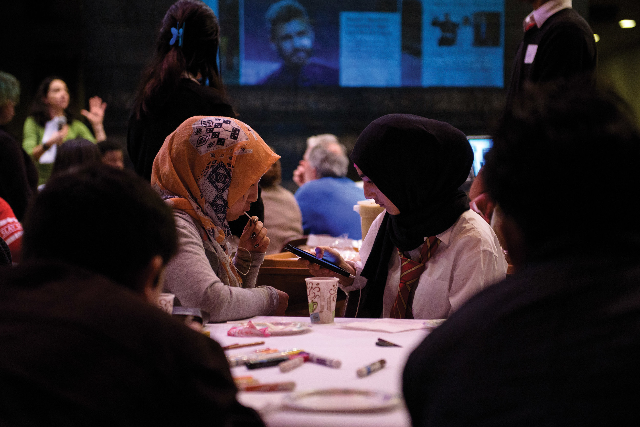   Students participate at a community workshop celebrating the diversity of food from many cultures Northeast High School  