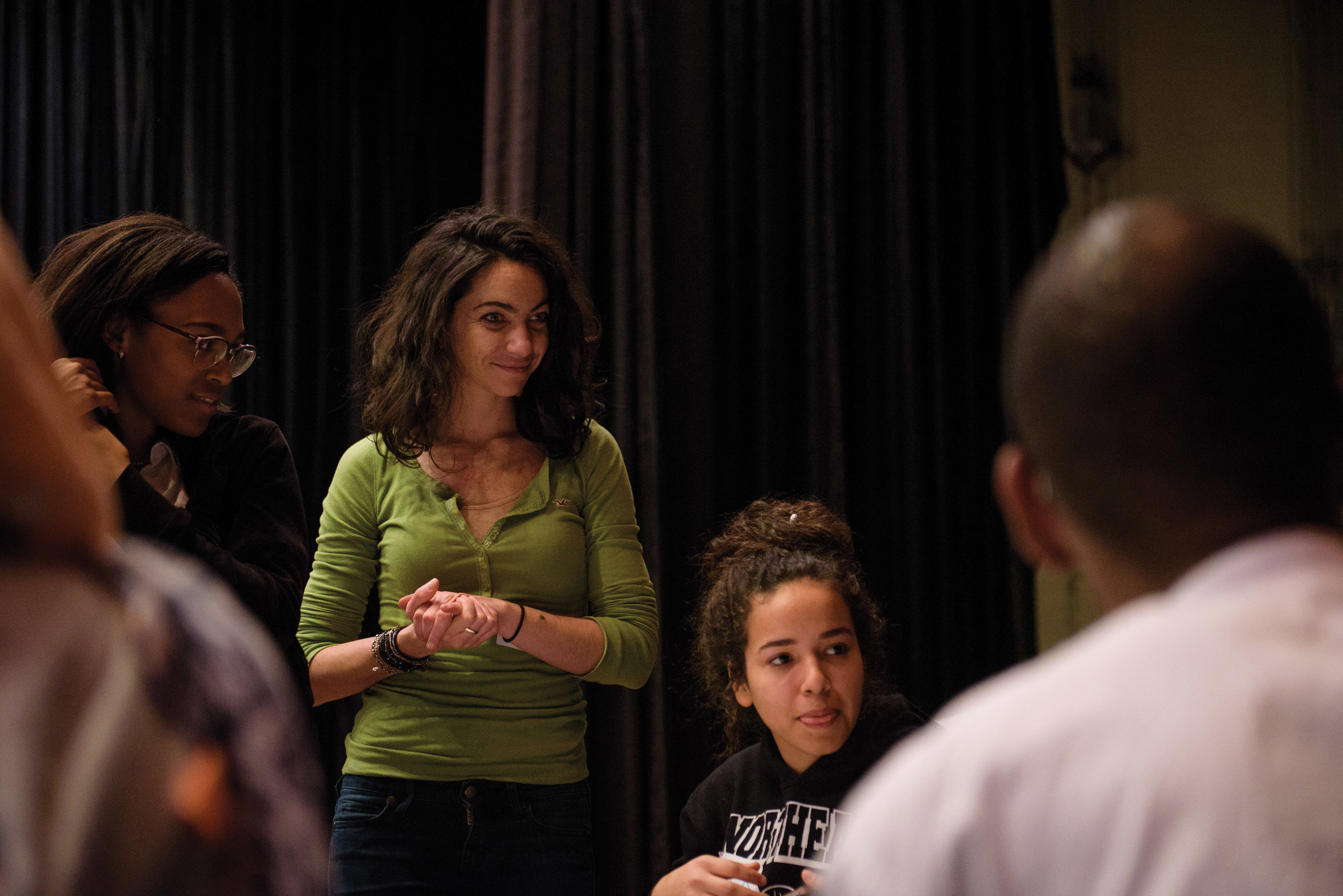   Al-Bustan Director of Education Nora Elmarzouky at a community workshop related to food at Northeast High School  