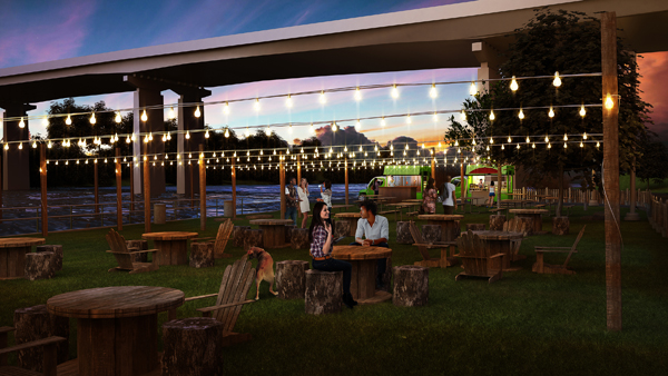 A rendering of the Schuylkill Banks Parks on Tap location