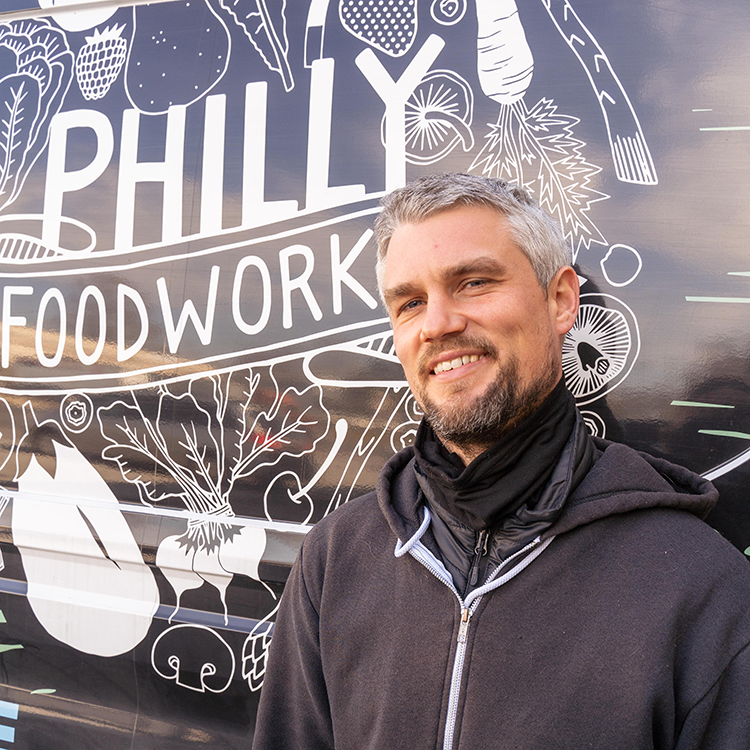 Dylan Baird, Philly Foodworks co-founder and CEO.&nbsp; Philly Foodworks photography by Milton Lindsay.