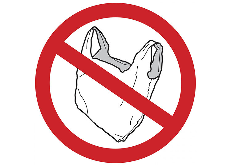 illustration of plastic bag with red circle/line over it