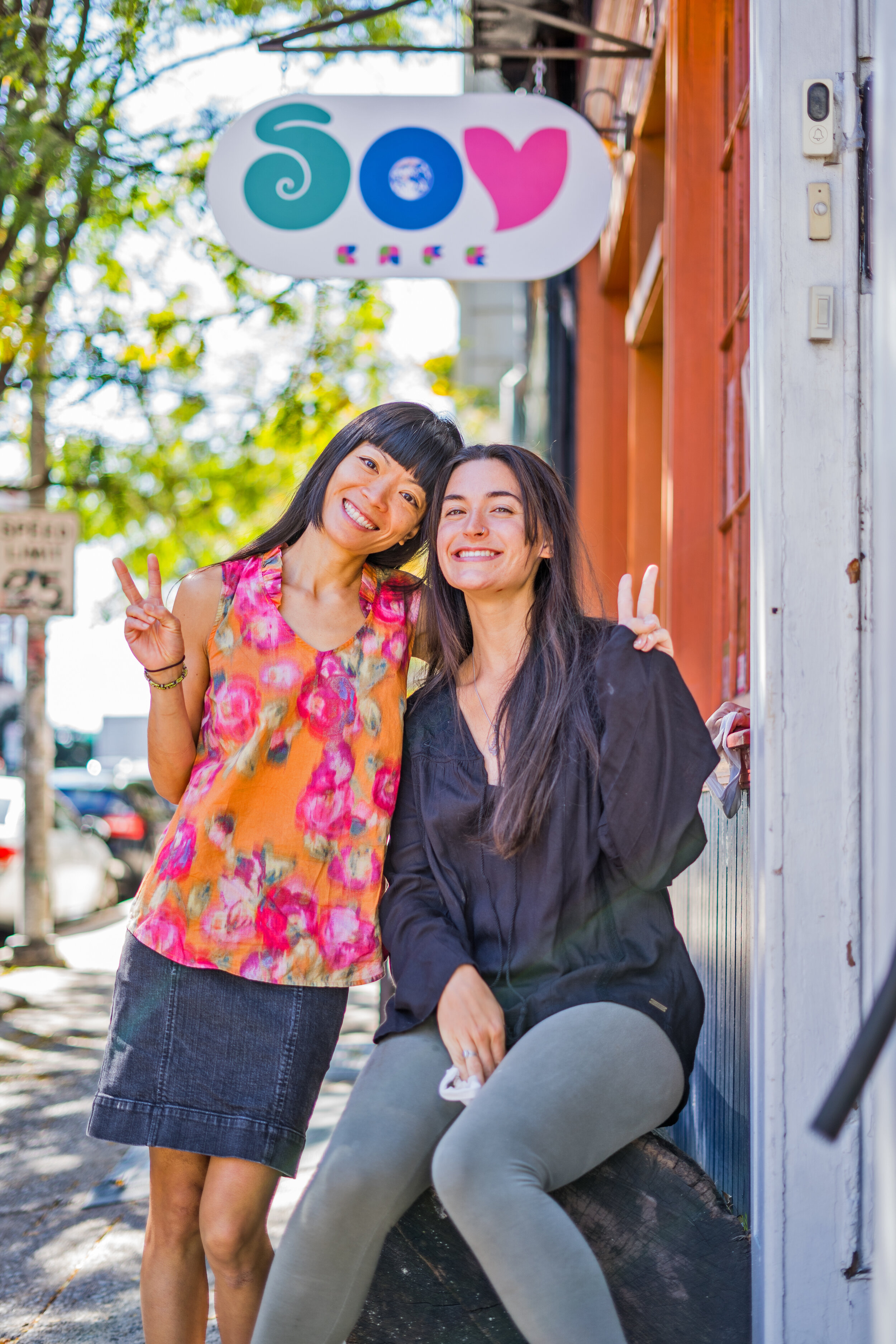 &nbsp;Soy Cafe owner Alice Leung(left) with staff member and yoga instructor Haley Kowal. Photography by Drew Dennis.