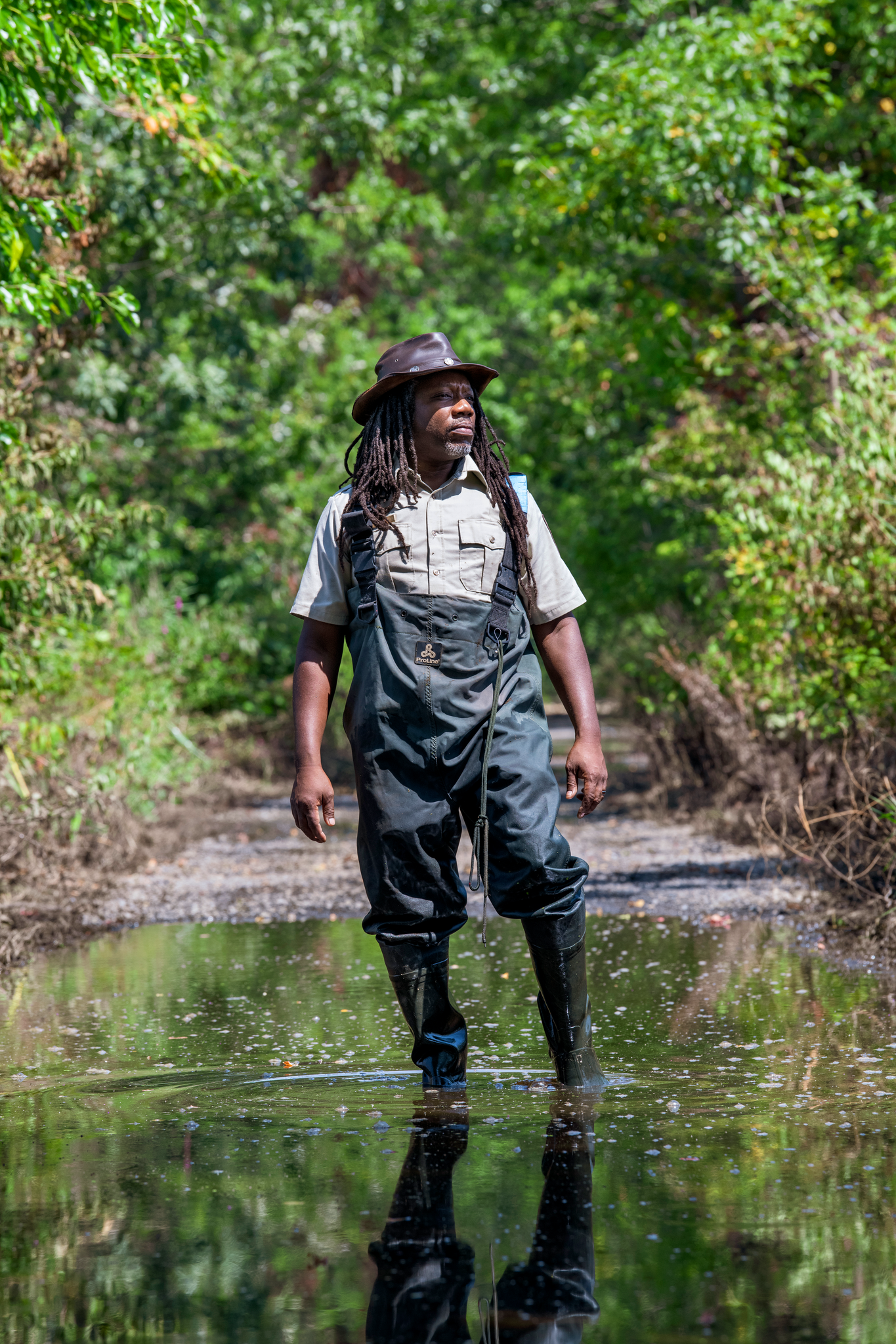 Lamar Gore, refuge manager at the John Heinz National Wildlife Refuge, in Tinicum Marsh. Portraits by Linette Kielinski