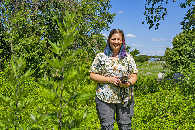 Heather Kostick is a Drexel graduate student researching biodiversity at local cemeteries.