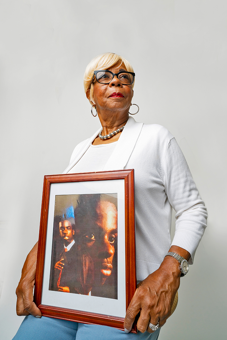Dorothy Johnson-Speight founded the group Mothers In Charge after her son Khaaliq Jabbar Johnson (seen in frame) was murdered over a parking space. Photography by Drew Dennis.