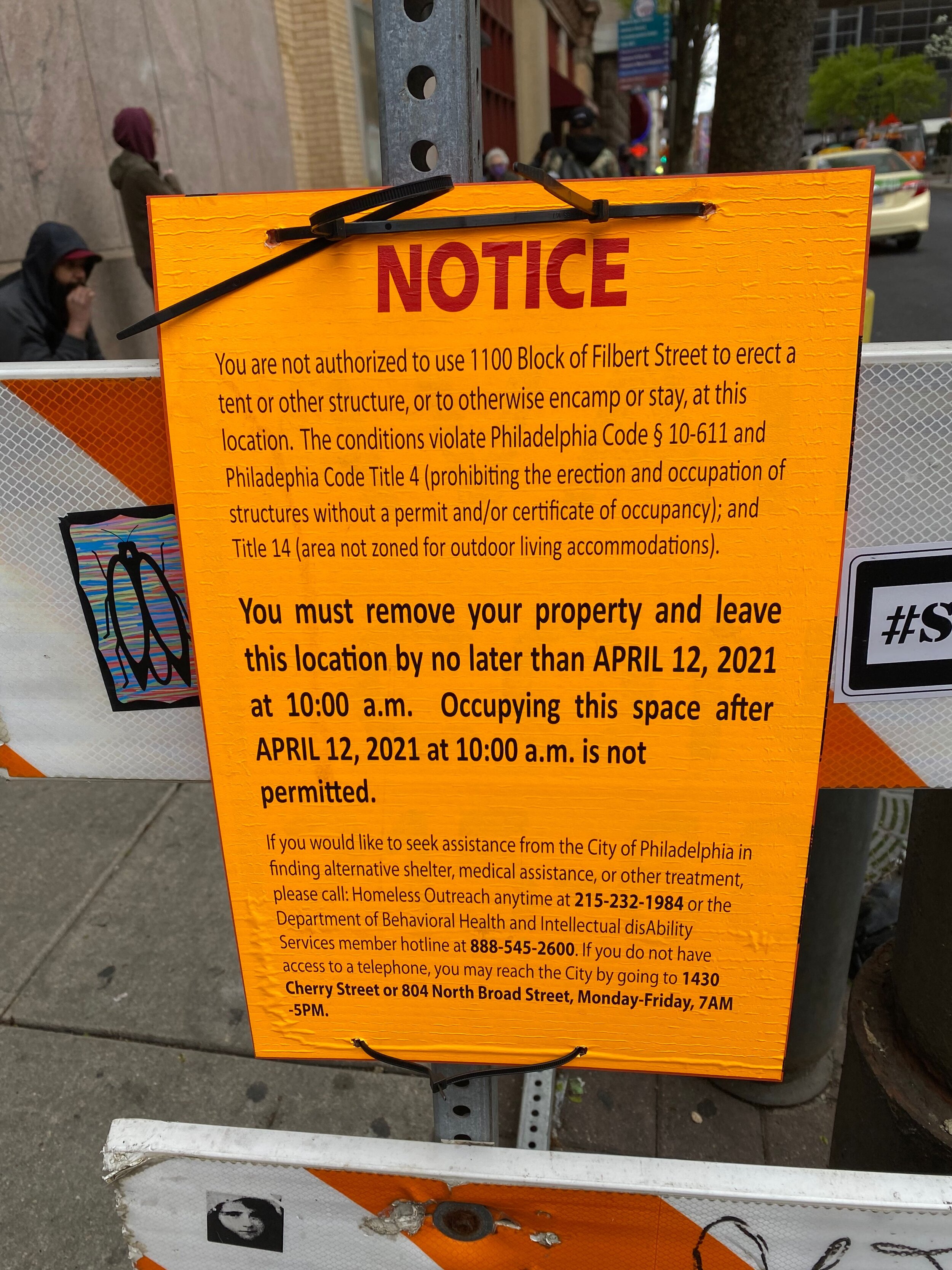 Posted notice to remove property from the location