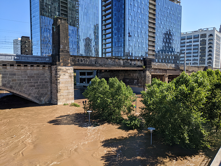 Downpours from the remnants of Hurricane Ida left the Schuylkill River Trail underwater on Thursday, September 2. Photo courtesy of Joseph Russell.