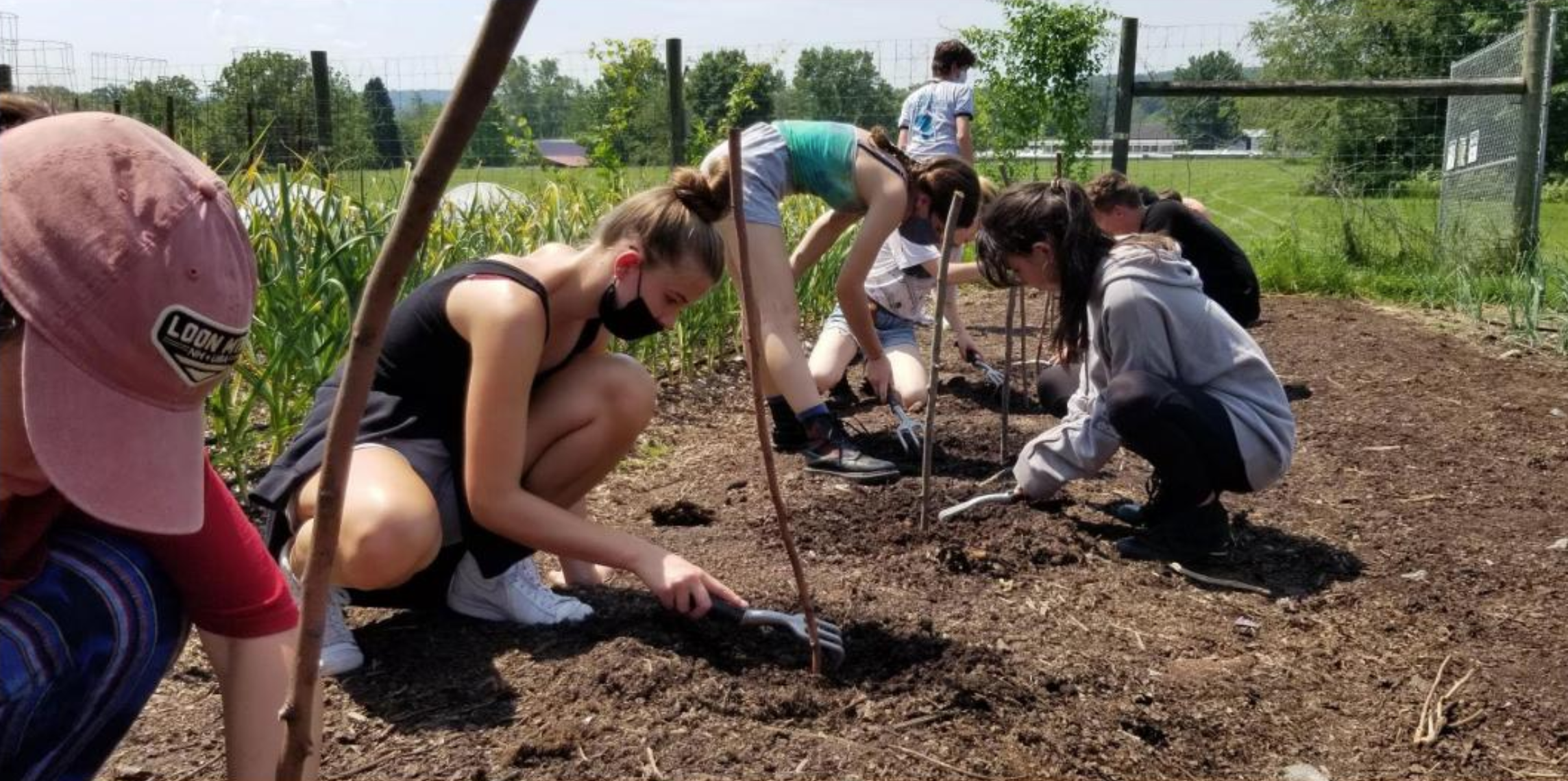 Students tend to the two-acre garden on Kimberton Waldorf’s campus.