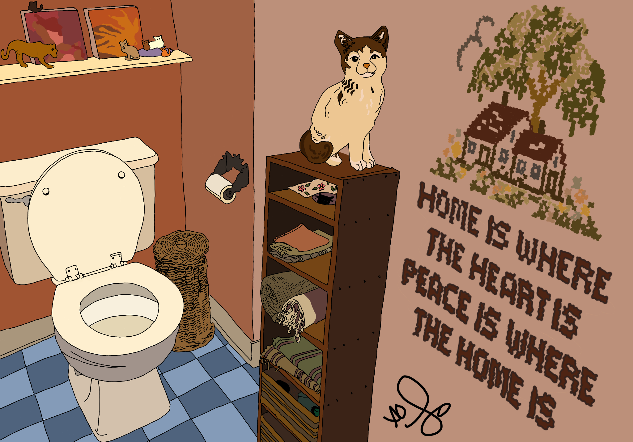 bathroom with "home is where the heart is peace is where the hope is"