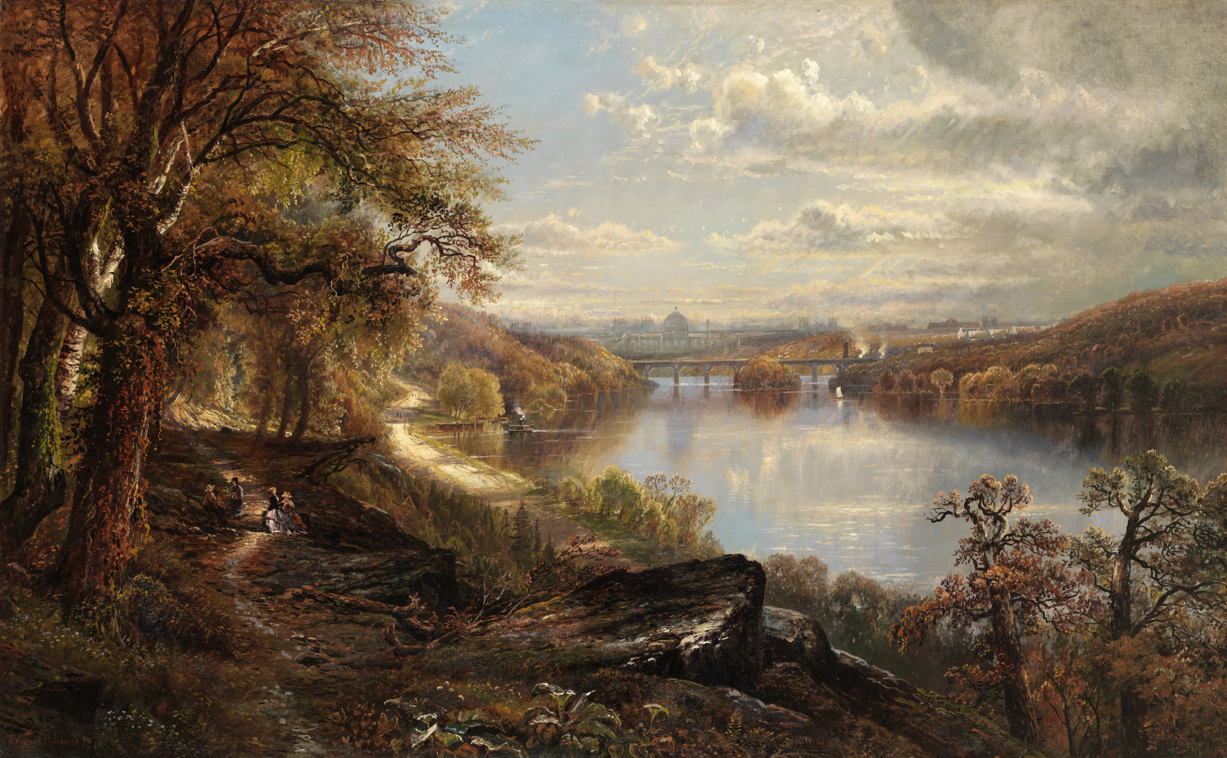  Edmund Darch Lewis (1835-1910)  View of the Schuylkill River with Memorial Hall in the background, 1876  