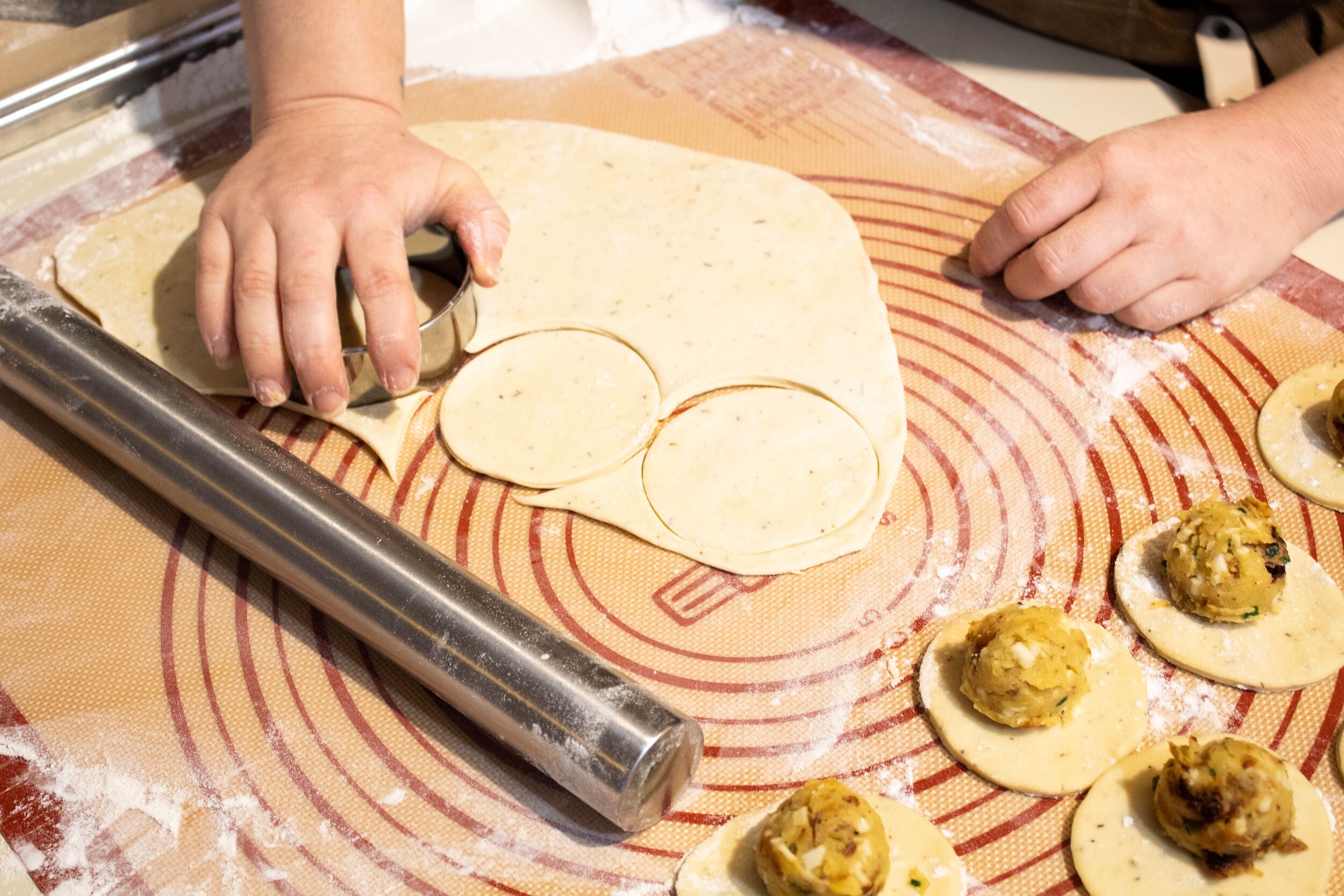 The Rogue Rogie pierogi-making process. Photography courtesy of Rogue Rogies.