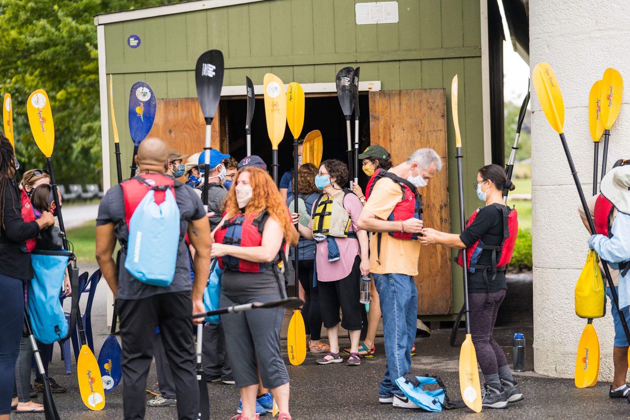 Instructors gathered at the Fairmount Water Works in September for a kayaking trip that allowed them to connect with the river firsthand.