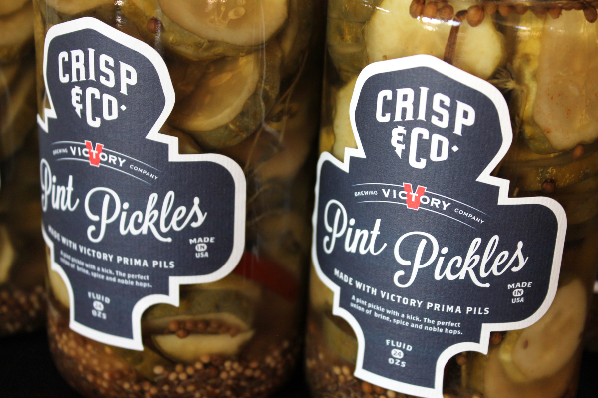   Crisp &amp; Co. gives pucker power to its Pint Pickles by infusing them with Victory's Prima Pils.  
