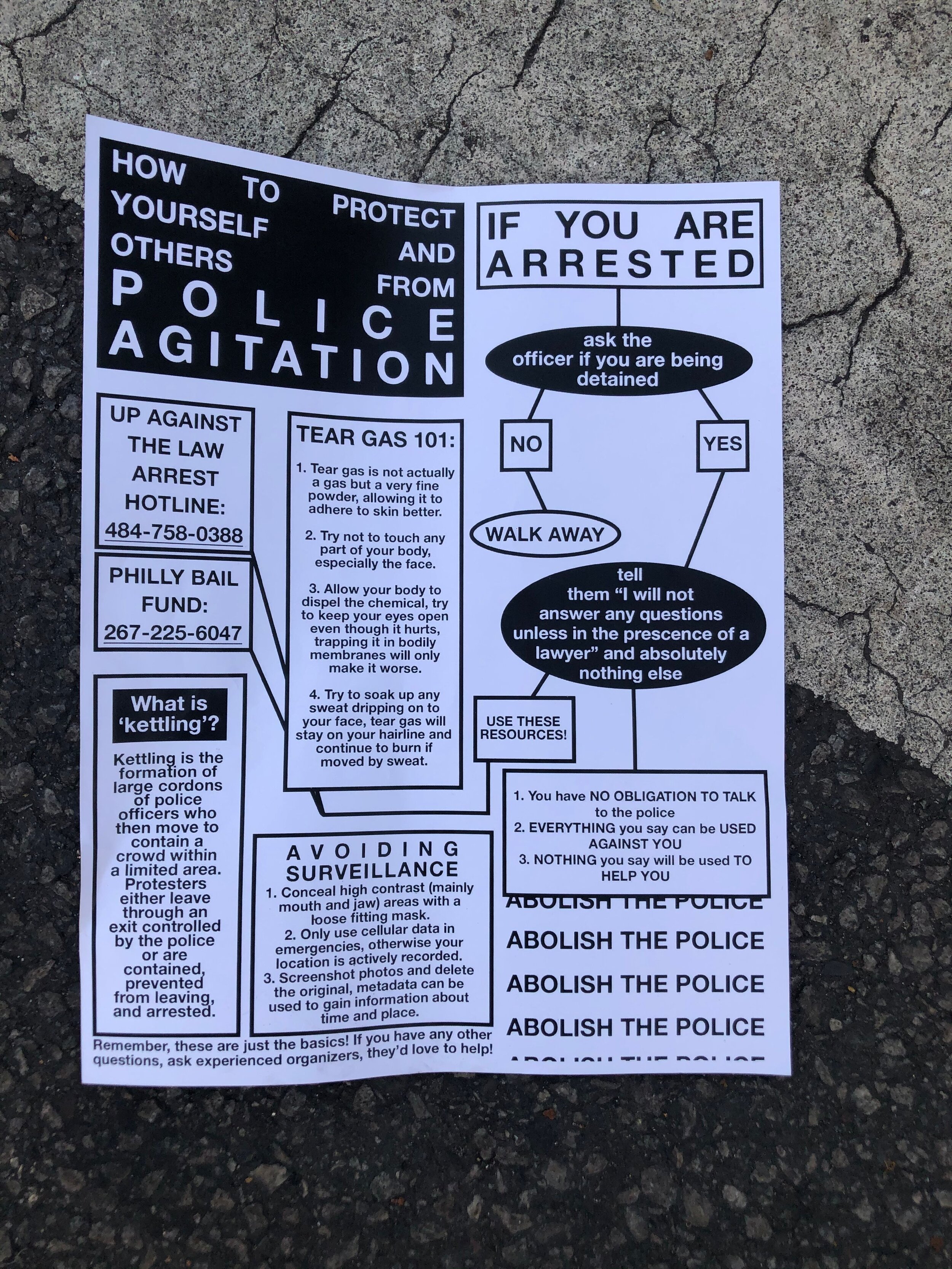 A flyer circulated during protests in Philadelphia.